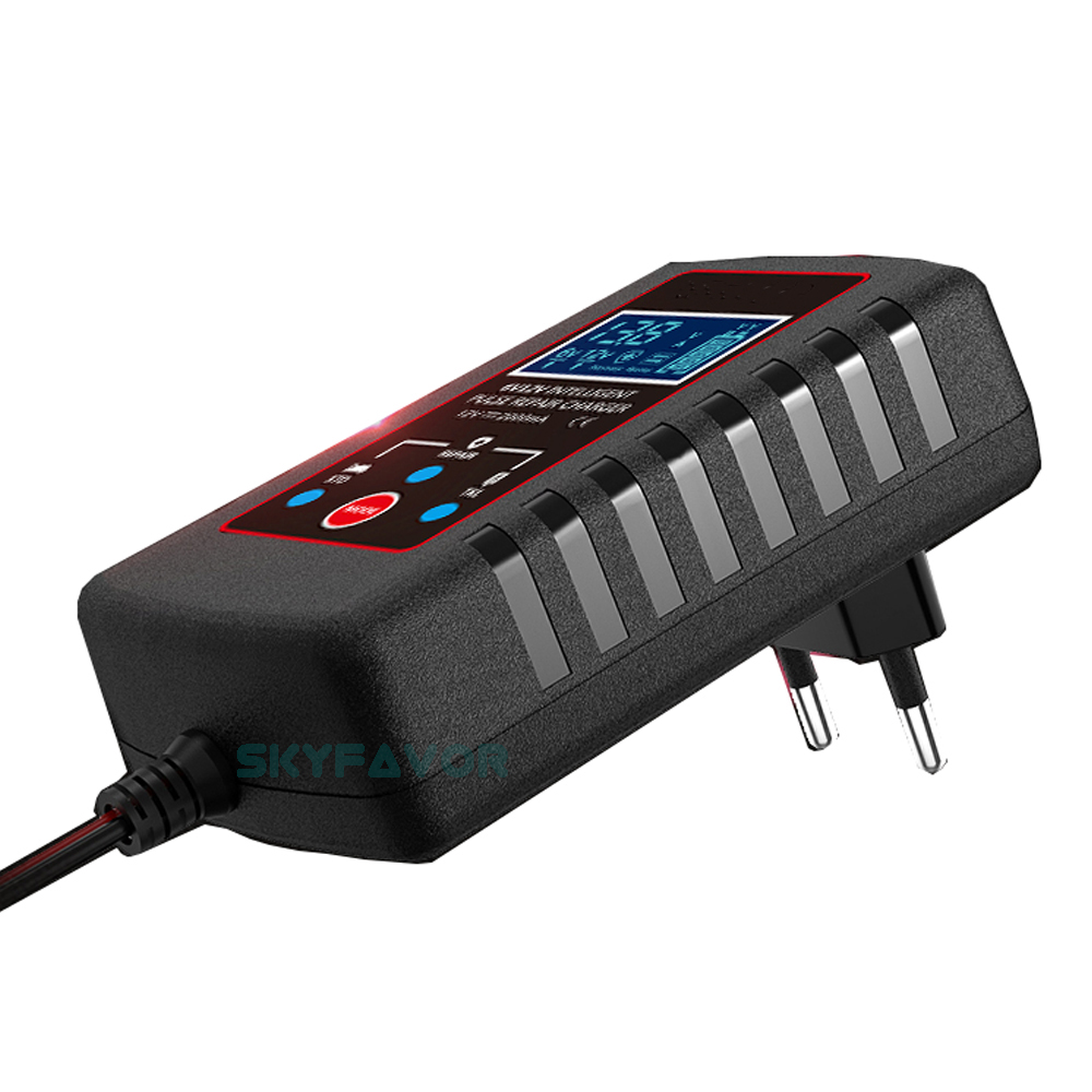 Universal Pulse Repair Battery Charger 6V 12V 2A- Intelligent Automatic for Lead Acid (Motorcycle) with SAE Plug Battery Charger