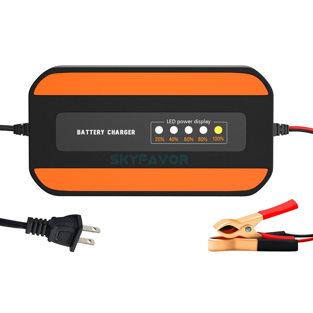 Fast Intelligent Car Battery Charger 12V 2A - Automatic Pulse Repair with LED Display for Lead Acid (Motorcycle) Battery Charger