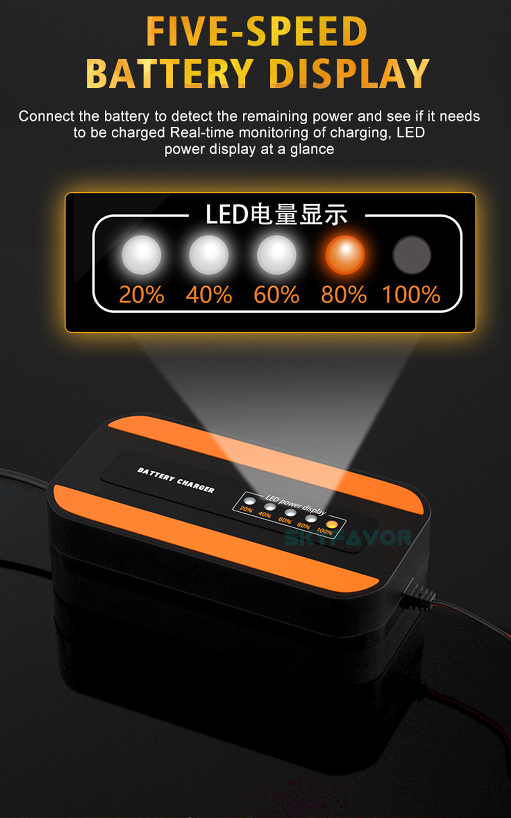 Fast Intelligent Car Battery Charger 12V 2A - Automatic Pulse Repair with LED Display for Lead Acid (Motorcycle) Battery Charger