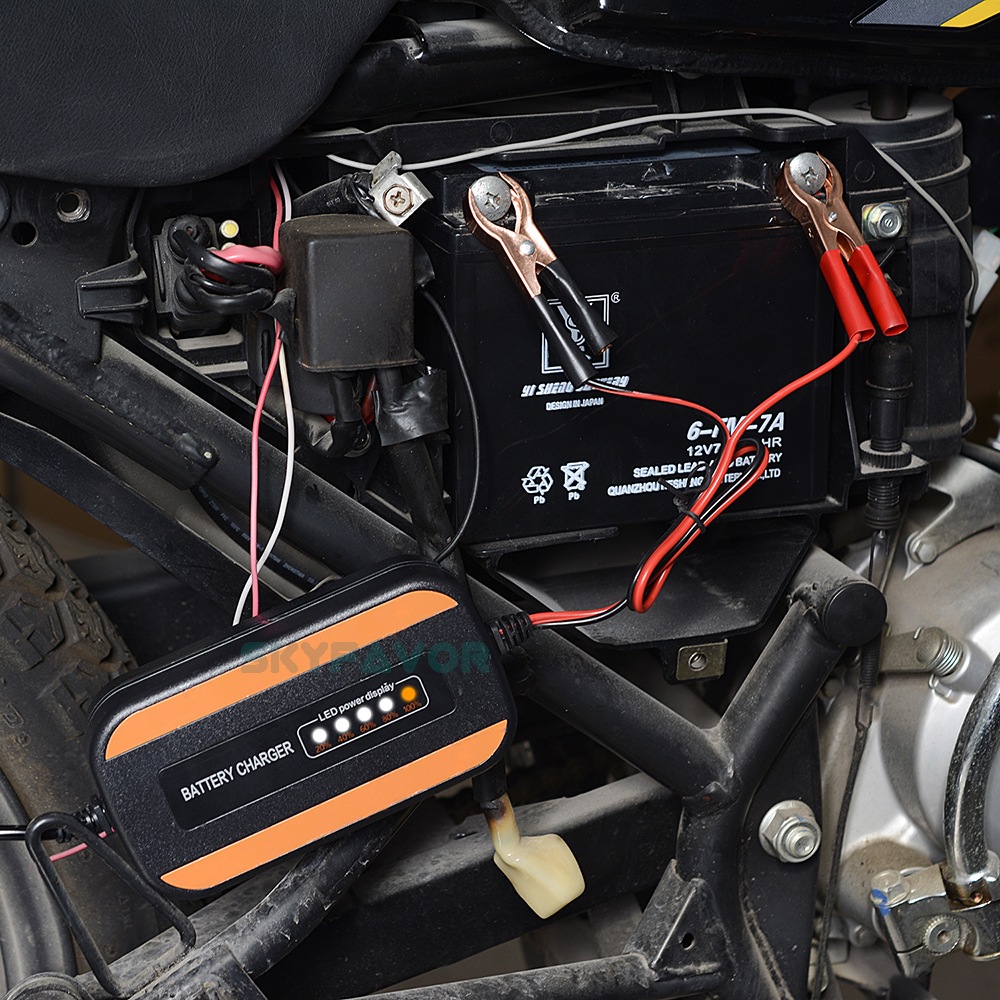 Fast Intelligent Car Battery Charger 12V 2A - Automatic Pulse Repair with LED Display for Lead Acid (Motorcycle) Battery Charger