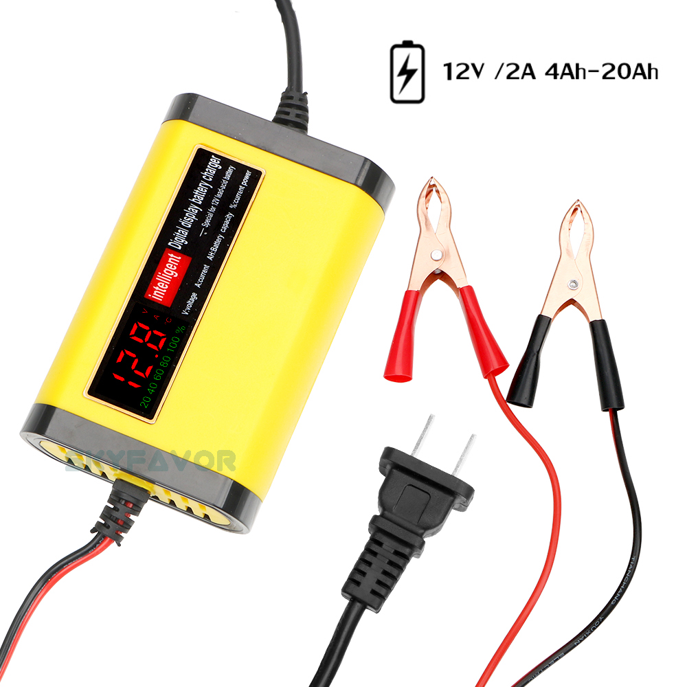 12V 2A Automatic Car Battery Charger for Baby Toy Car Motorcycle LED Display Smart Charger for AGM/GEL Lead Acid Battery Charger