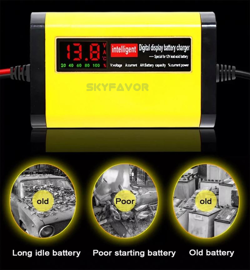 12V 2A Automatic Car Battery Charger for Baby Toy Car Motorcycle LED Display Smart Charger for AGM/GEL Lead Acid Battery Charger