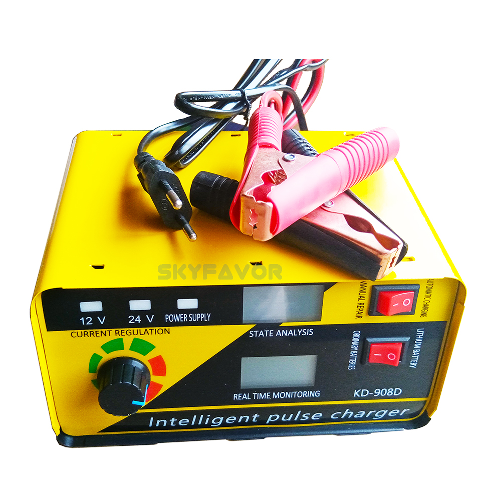 260W Large Power Universal 12V 24V Car Battery Charger 12V 24V LED Display Electric SUV Truck Boat Charger for Motorcycle Car