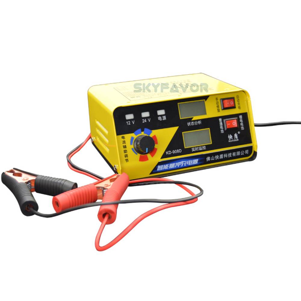 260W Large Power Universal 12V 24V Car Battery Charger 12V 24V LED Display Electric SUV Truck Boat Charger for Motorcycle Car