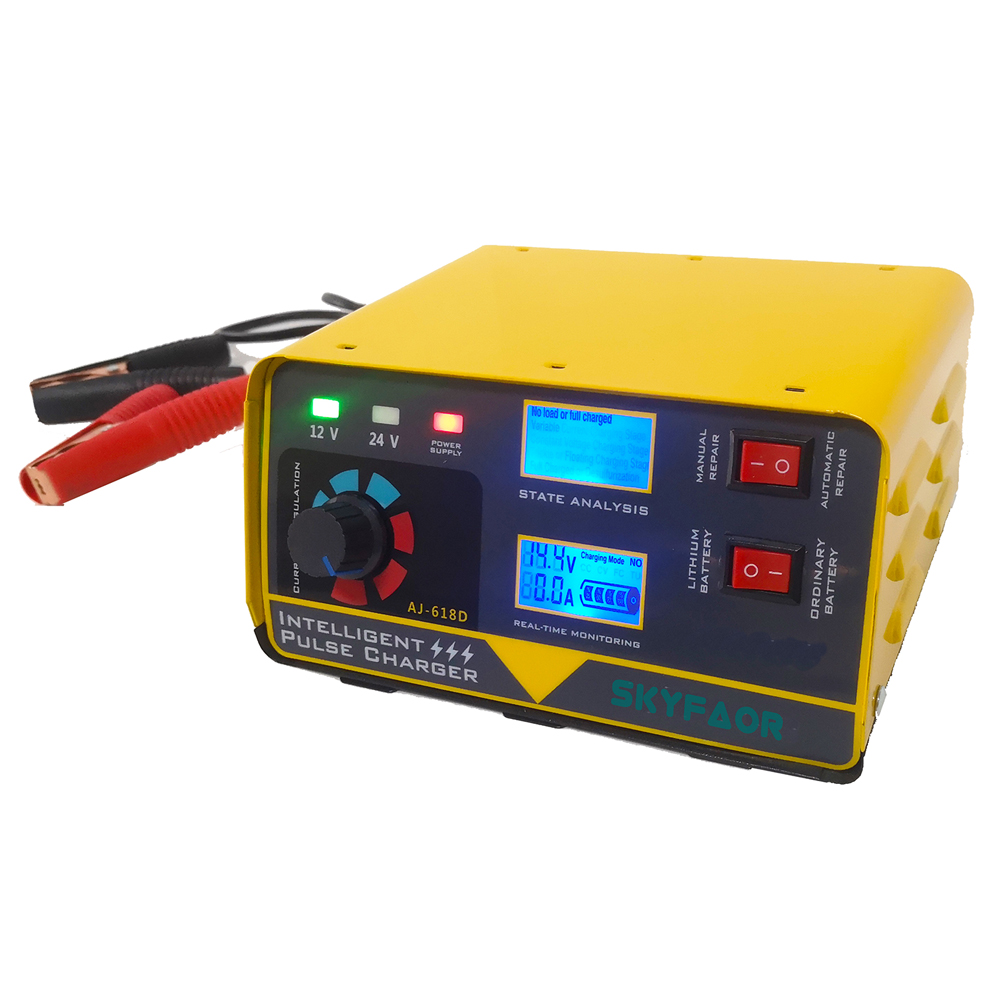 260W Large Power Universal 12V 24V Car Battery Charger 12V 24V LED Display Electric SUV Truck Boat Charger for Motorcycle Car