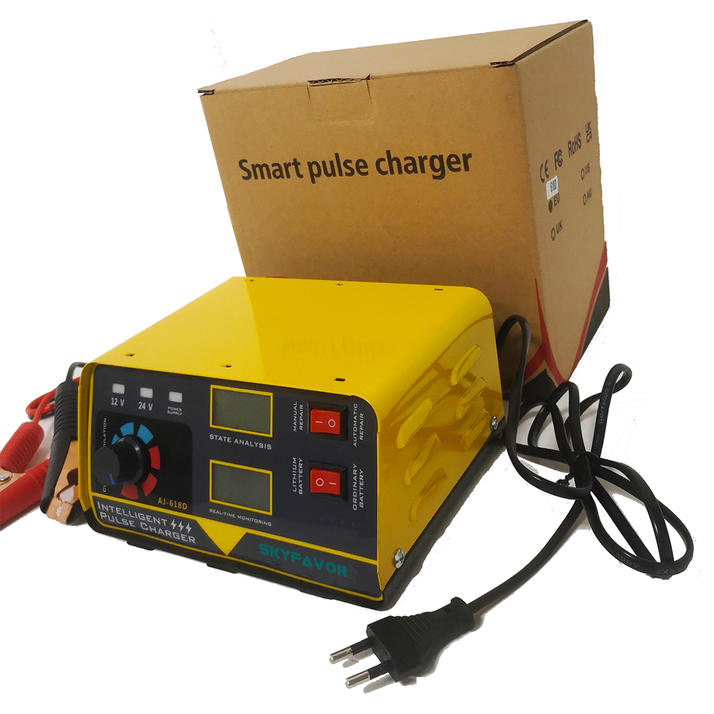 260W Large Power Universal 12V 24V Car Battery Charger 12V 24V LED Display Electric SUV Truck Boat Charger for Motorcycle Car