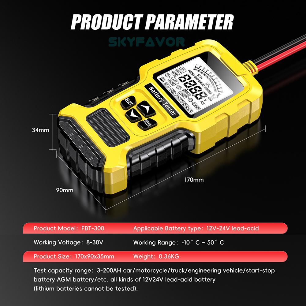 12V 24V Universal Car Battery Tester - Automatic Lead Acid Analyzer with CCA & Internal Resistance Test (Car/Truck/Motorcycle)