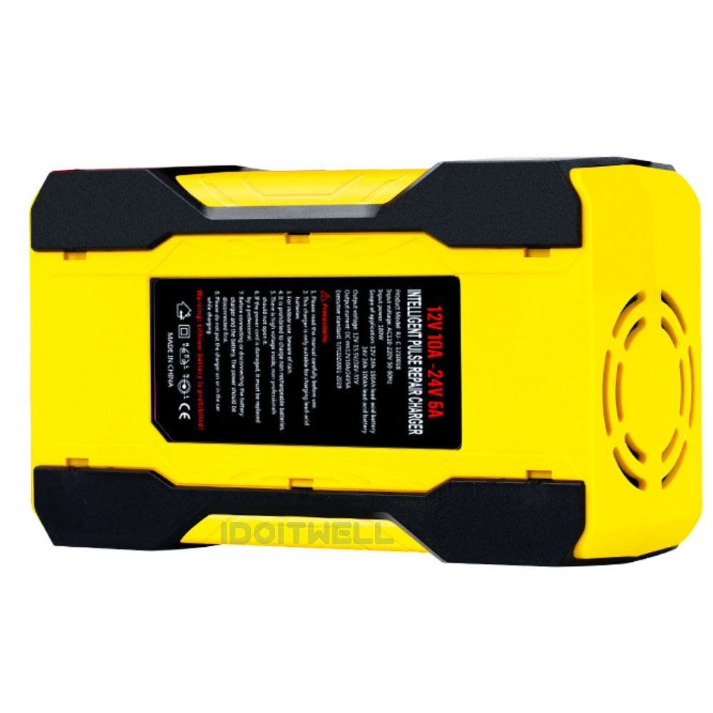 12V 24V Touch Screen Car Battery Charger - Intelligent Pulse Repair Fast Charging for GEL/WET Lead Acid 12V Car Battery Charger