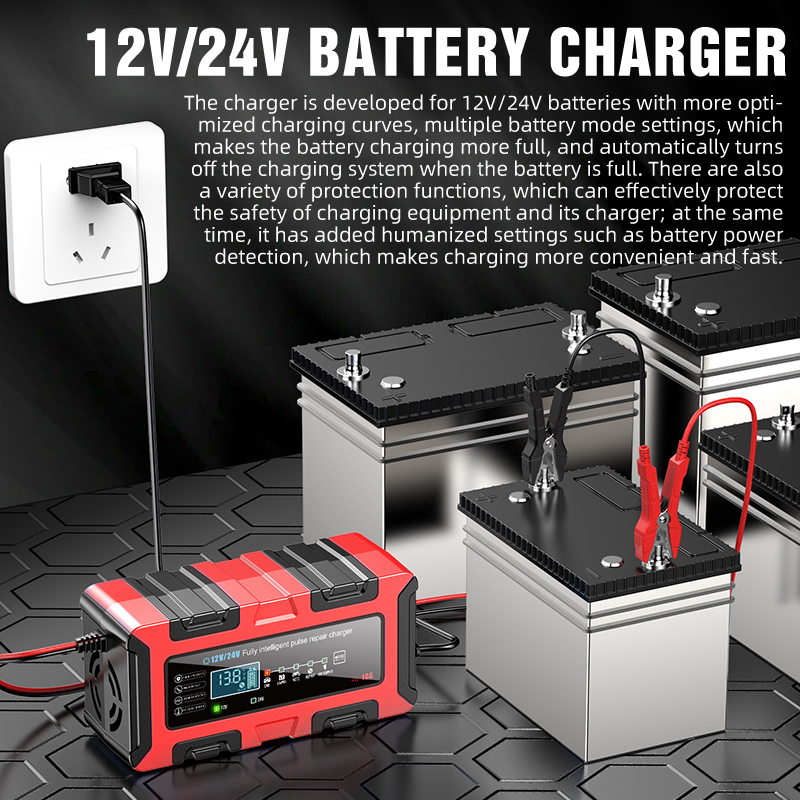 Trending Products 12v 24v Battery Charger 12v 24v Automatic GEL AGM EFB Lead Acid Battery Charger with 12 VOLT Power Supply