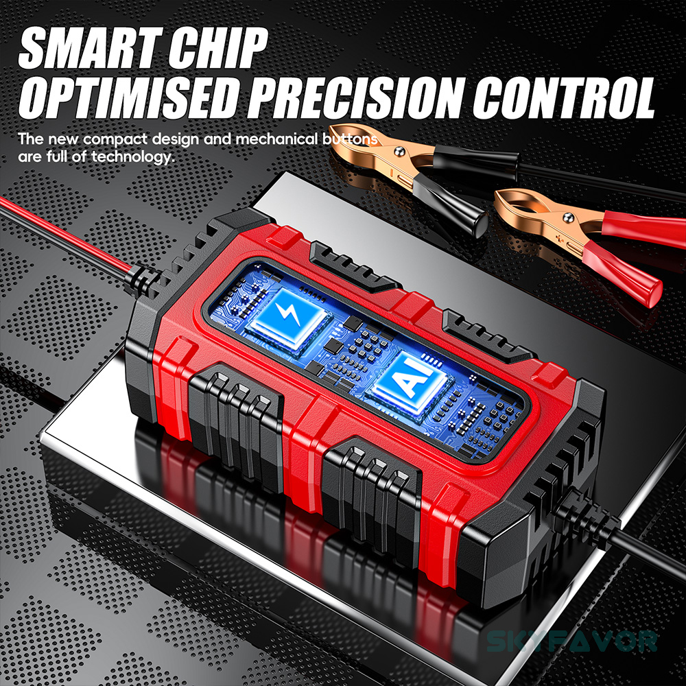 Universal Motorcycle Car Battery Charger 6V 12V Auto Trickle Charger with Pulse Repair Battery Charger for Lead Acid Batteries