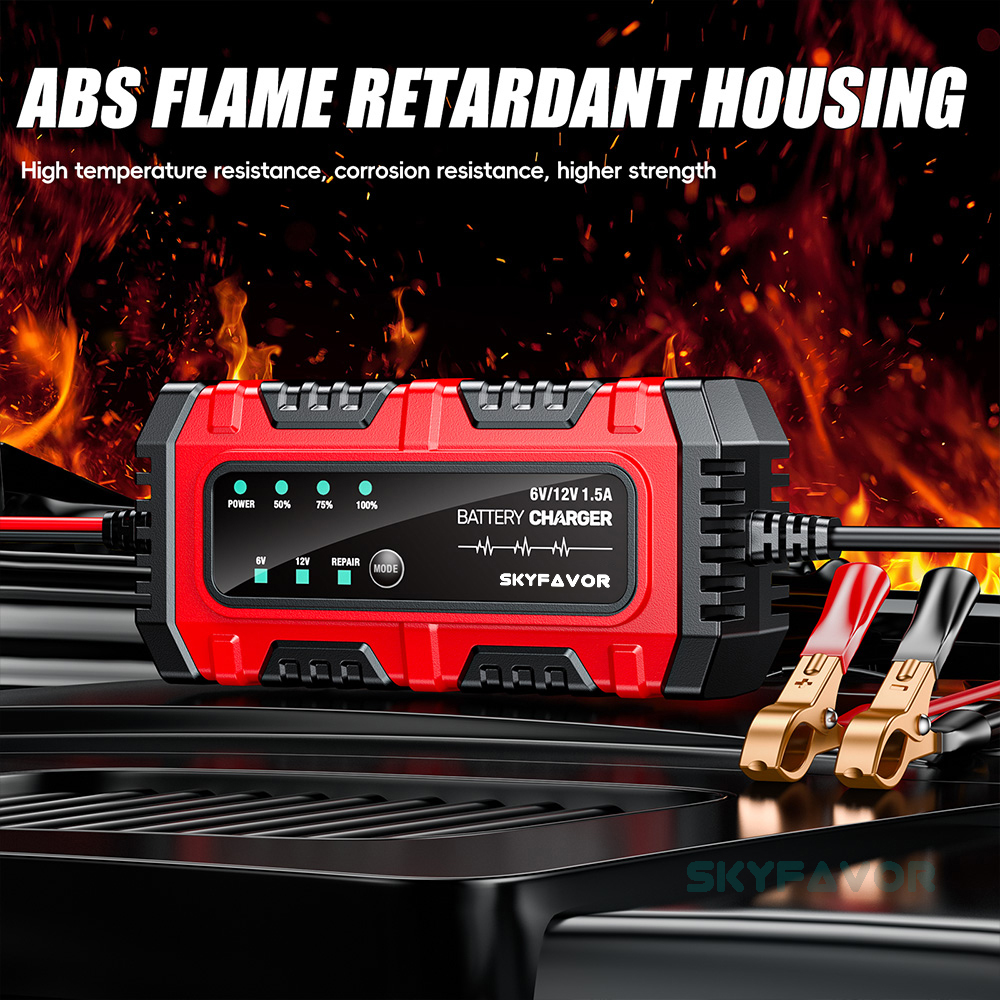 Universal Motorcycle Car Battery Charger 6V 12V Auto Trickle Charger with Pulse Repair Battery Charger for Lead Acid Batteries