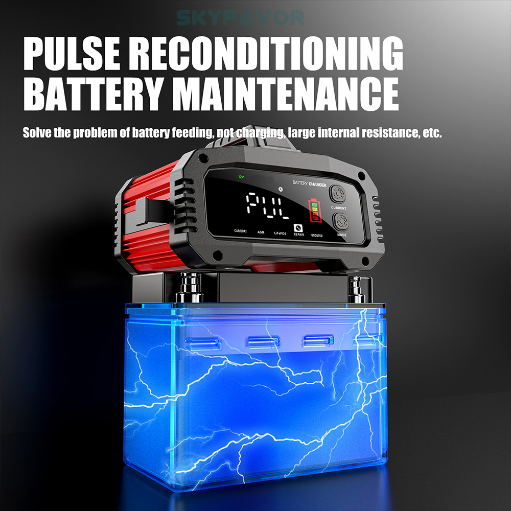 Latest Smart 12V 24V Car Battery Charger Automatic Adjustable Car Charger  Universal Charger for Lead-Acid LiFePO4 Batteries