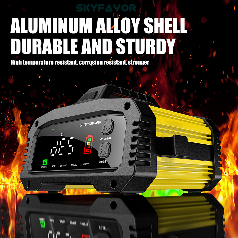 Latest Smart 12V 24V Car Battery Charger Automatic Adjustable Car Charger  Universal Charger for Lead-Acid LiFePO4 Batteries