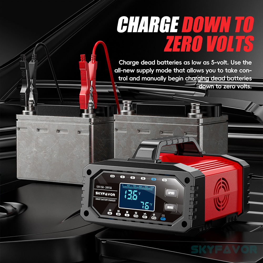 Best Selling Car Battery Charger 12V 24V 15A Auto Fast Adjustable Current Universal 12 Volt Lead Acid Lifepo4 Battery Charger