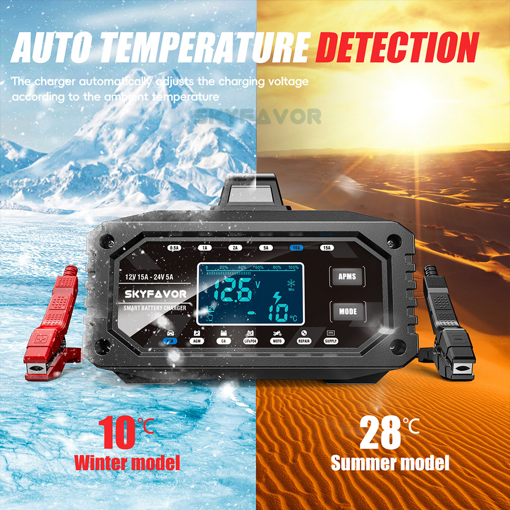 Best Selling Car Battery Charger 12V 24V 15A Auto Fast Adjustable Current Universal 12 Volt Lead Acid Lifepo4 Battery Charger