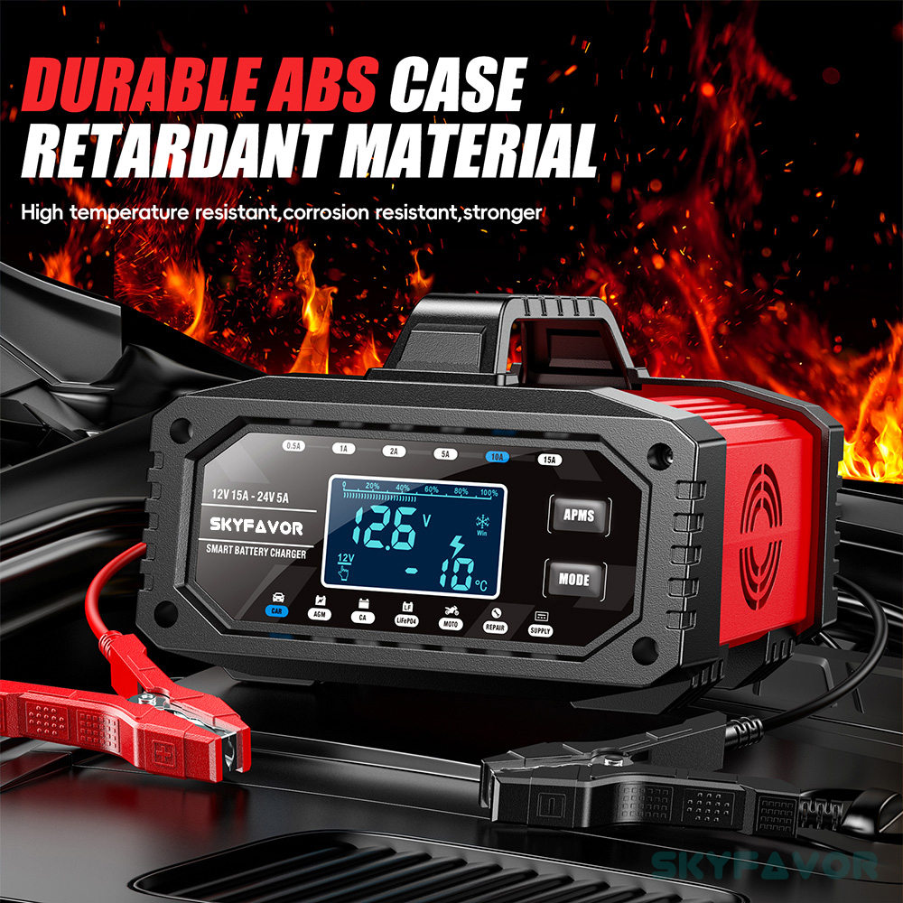 Best Selling Car Battery Charger 12V 24V 15A Auto Fast Adjustable Current Universal 12 Volt Lead Acid Lifepo4 Battery Charger