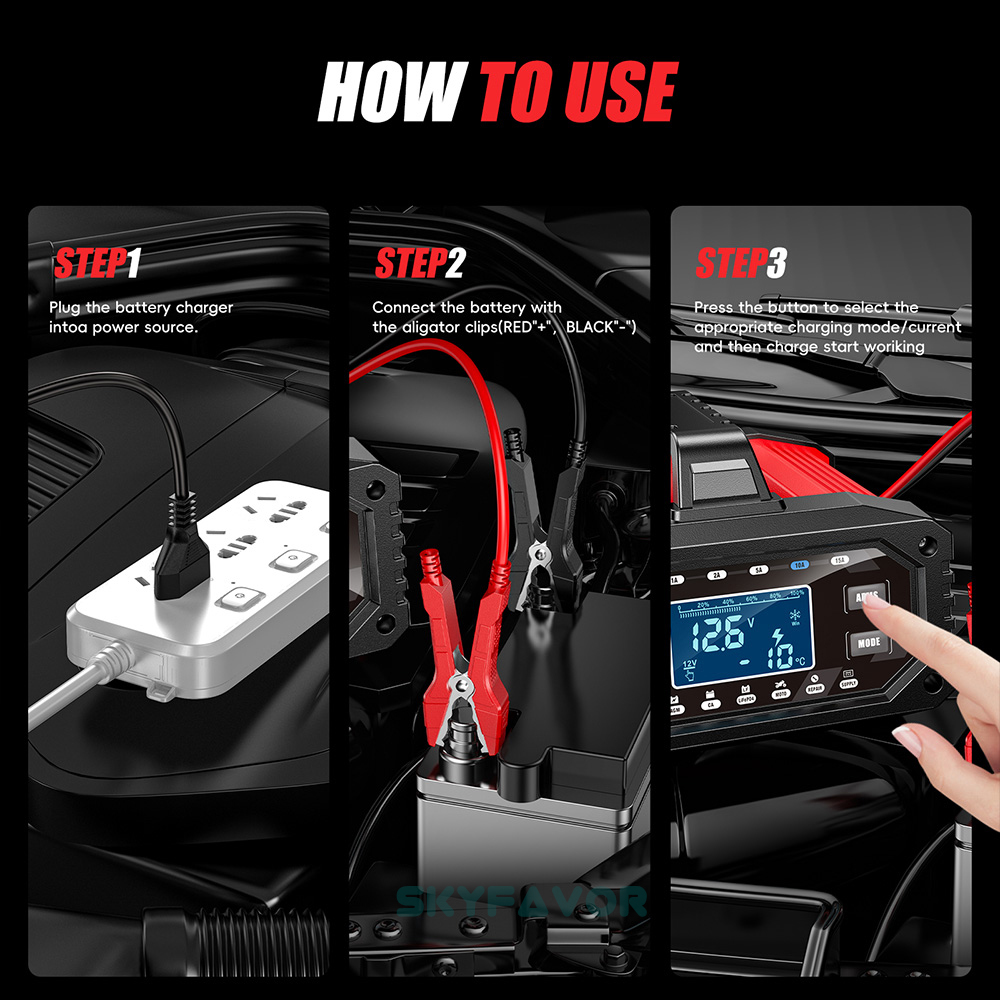 Best Selling Car Battery Charger 12V 24V 15A Auto Fast Adjustable Current Universal 12 Volt Lead Acid Lifepo4 Battery Charger