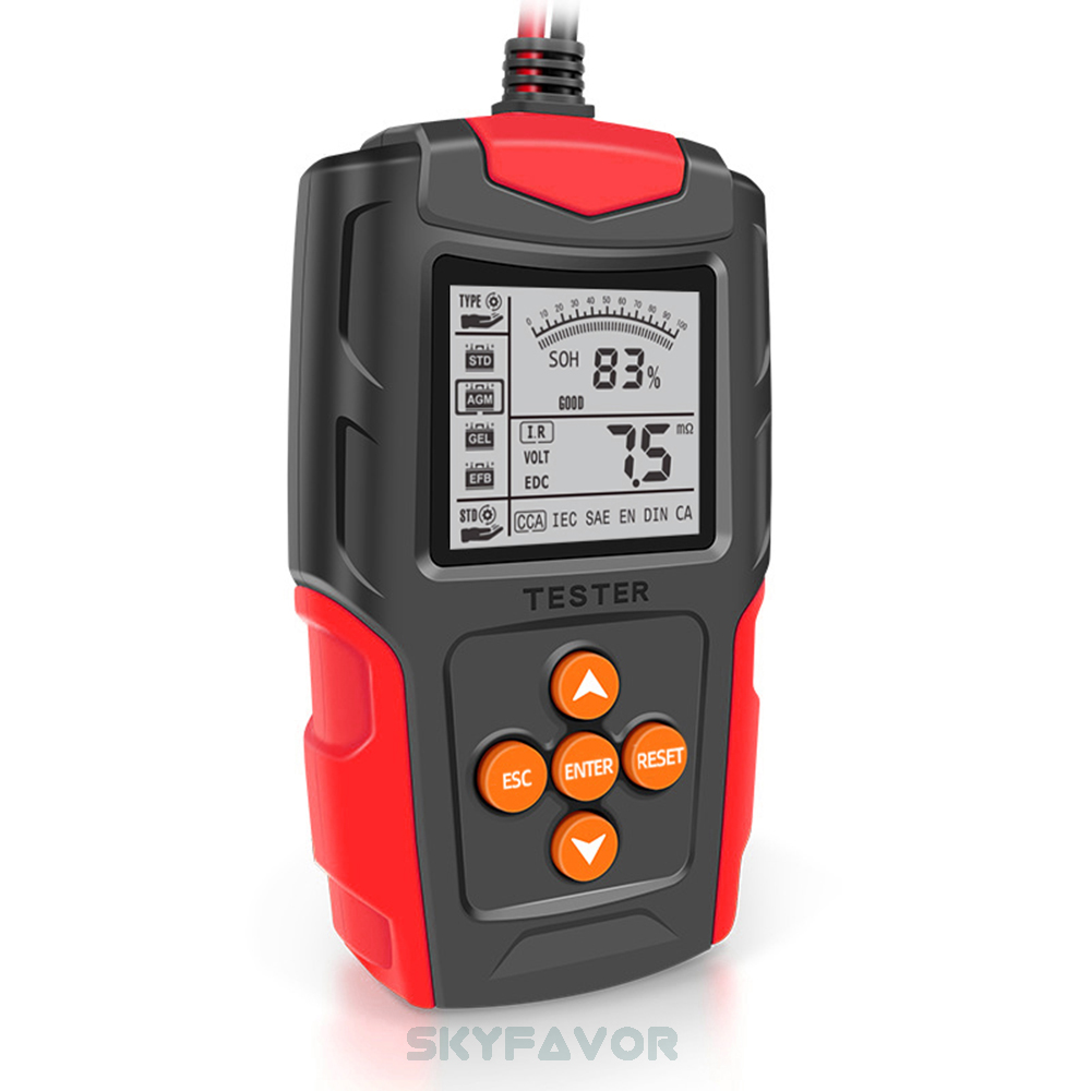 Universal 12V 24V Digital Automotive Battery Tester CCA Analyzer for Cars Trucks Motorcycles Battery with High-Capacity Testing