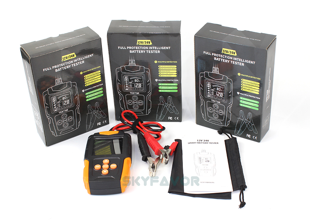 Universal 12V 24V Digital Automotive Battery Tester CCA Analyzer for Cars Trucks Motorcycles Battery with High-Capacity Testing