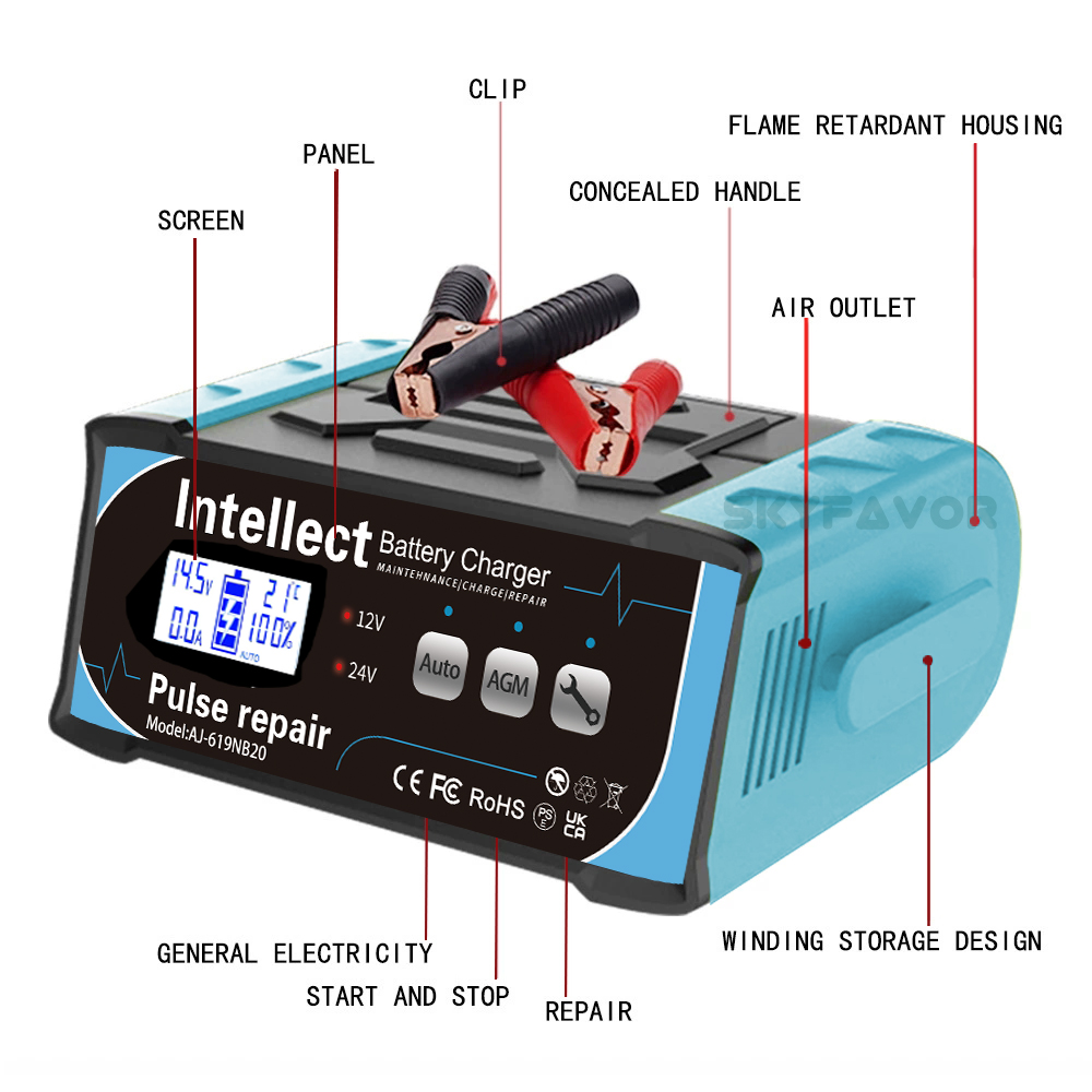 Trending 12V 24V Battery Charger 12V 24V 11A 7A EFB AGM GEL Pulse Repair Lead Acid Battery Charger for Car Heavy Duty Truck Bat