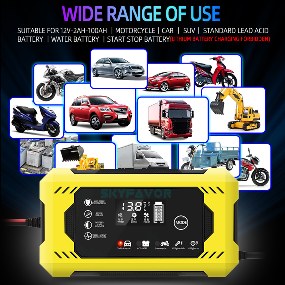 Trending Motorcycle Car Battery Charger 12V 6A Smart Automatic Maintenance-free Deep Cycle 12V 6 Amp Lead Acid Battery Charger