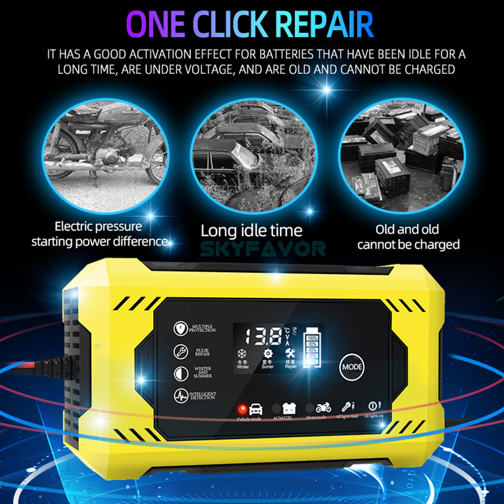Trending Motorcycle Car Battery Charger 12V 6A Smart Automatic Maintenance-free Deep Cycle 12V 6 Amp Lead Acid Battery Charger