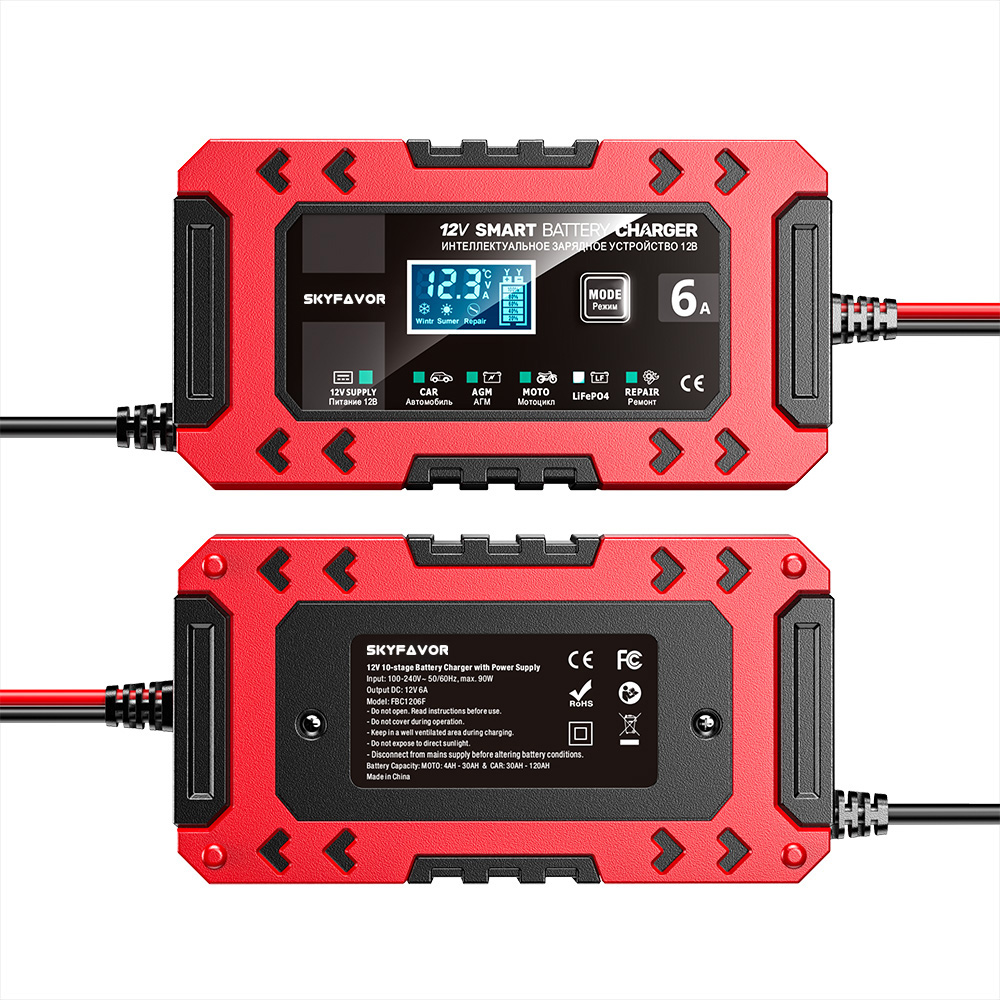 New Arrival 12V 6A Car Battery Charger 12V 6A Smart Multi-function Universal Power Supply and Lifpo4 Lead Acid Battery Charger