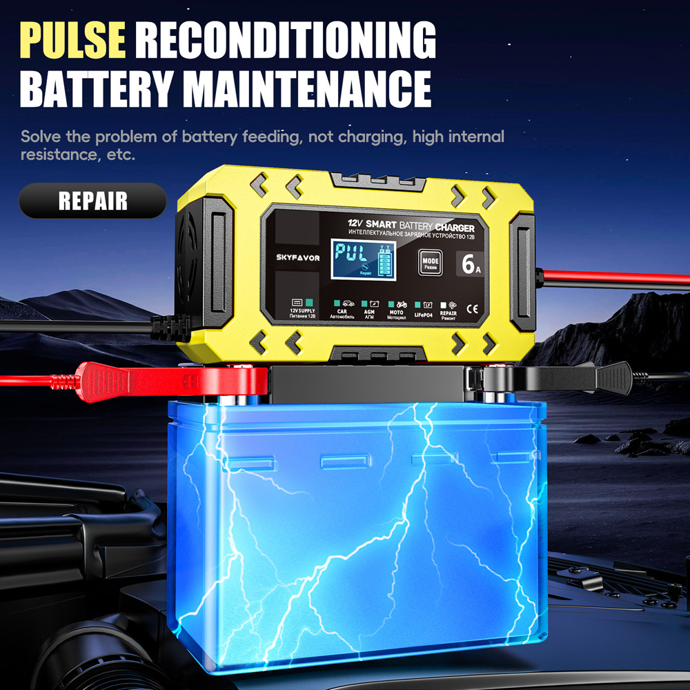 New Arrival 12V 6A Car Battery Charger 12V 6A Smart Multi-function Universal Power Supply and Lifpo4 Lead Acid Battery Charger