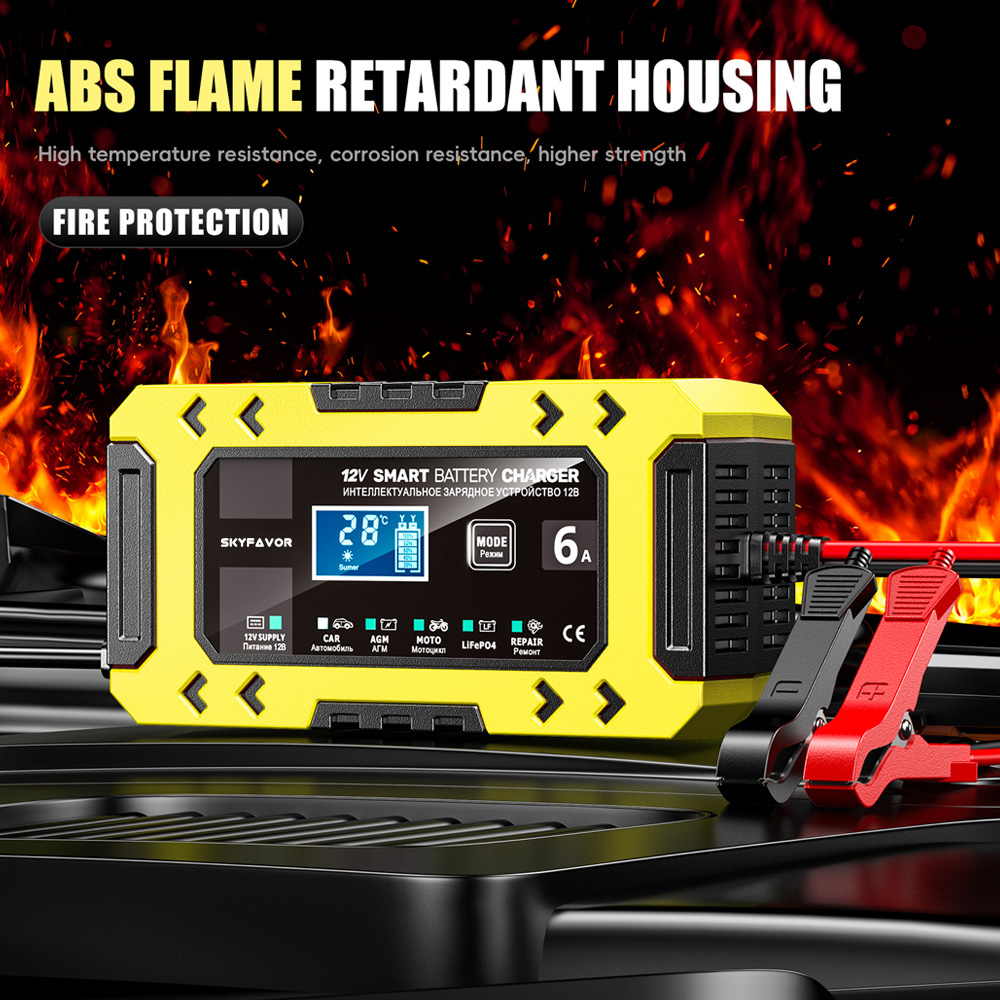 New Arrival 12V 6A Car Battery Charger 12V 6A Smart Multi-function Universal Power Supply and Lifpo4 Lead Acid Battery Charger