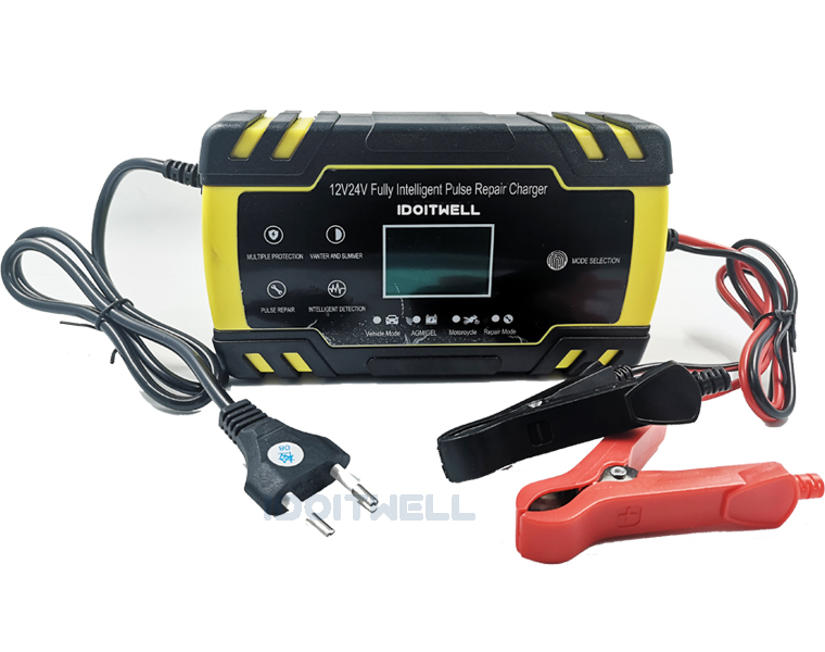 12v 24v Automatic Car Battery Charger AGM GEL WET Fast Charger 12V 8A 24V 4A Intelligent Pulse Repair Lead Acid Battery Charger