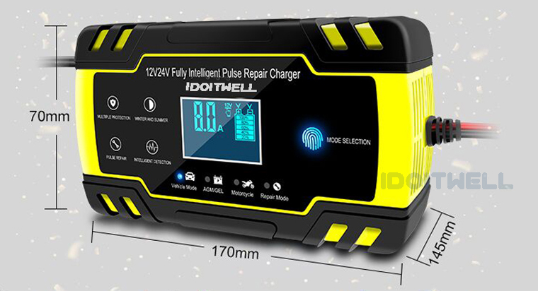 12v 24v Automatic Car Battery Charger AGM GEL WET Fast Charger 12V 8A 24V 4A Intelligent Pulse Repair Lead Acid Battery Charger