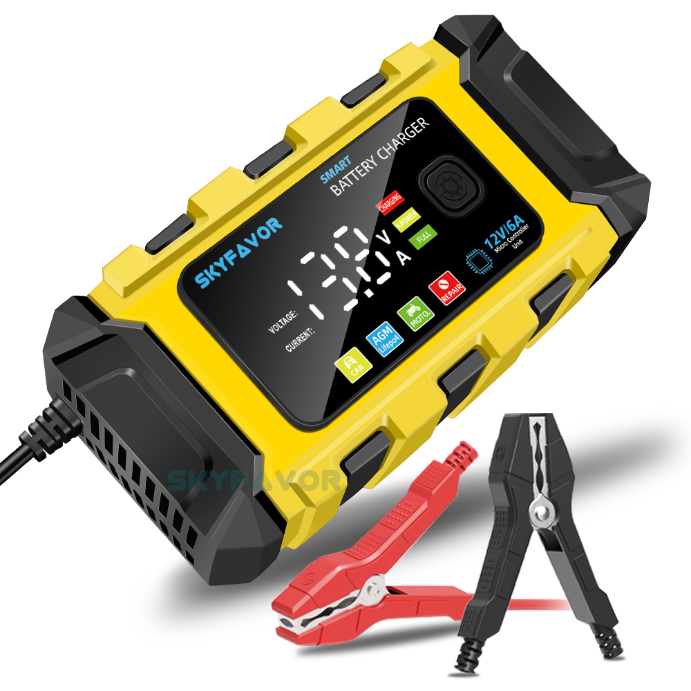 New Product12V 6A Automatic Car Battery Charger Automatic Maintenance Free Deep Cycle for Lead Acid 12V Motorcycle & Car Charger