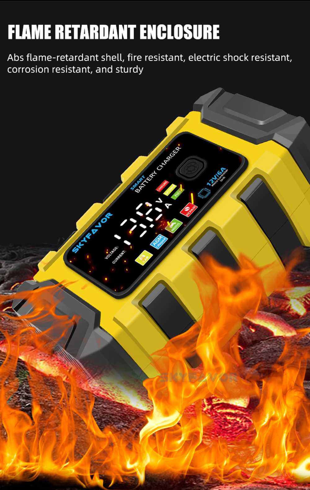 New Product12V 6A Automatic Car Battery Charger Automatic Maintenance Free Deep Cycle for Lead Acid 12V Motorcycle & Car Charger