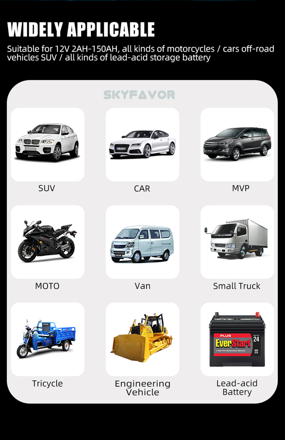 New Product12V 6A Automatic Car Battery Charger Automatic Maintenance Free Deep Cycle for Lead Acid 12V Motorcycle & Car Charger