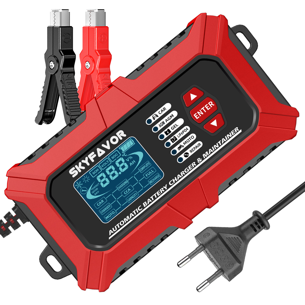 12V 6A Multi-Function Battery Charger & Analyzer CCA/Internal Resistance Tester Compatible with LiFePO4 Lead Acid Car Motorcycle