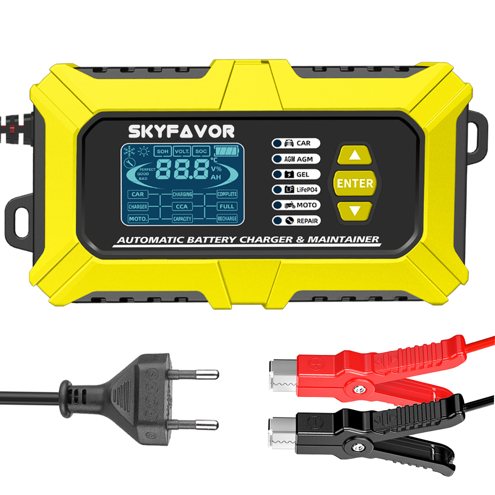 12V 6A Multi-Function Battery Charger & Analyzer CCA/Internal Resistance Tester Compatible with LiFePO4 Lead Acid Car Motorcycle