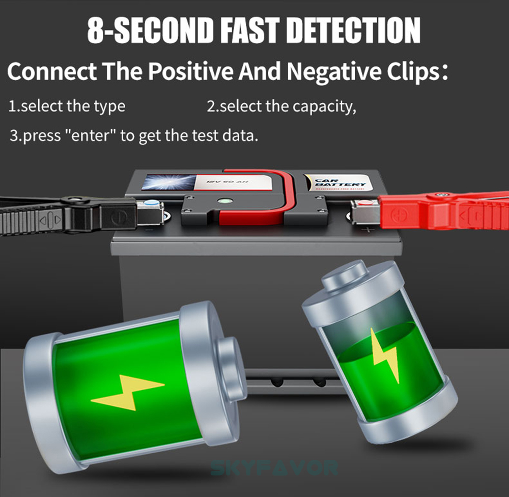 12V 6A Multi-Function Battery Charger & Analyzer CCA/Internal Resistance Tester Compatible with LiFePO4 Lead Acid Car Motorcycle