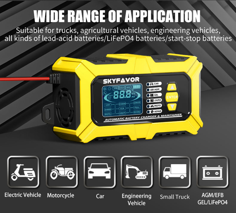 12V 6A Multi-Function Battery Charger & Analyzer CCA/Internal Resistance Tester Compatible with LiFePO4 Lead Acid Car Motorcycle
