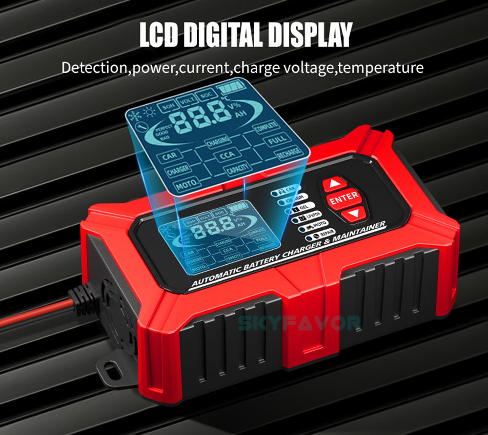 12V 6A Multi-Function Battery Charger & Analyzer CCA/Internal Resistance Tester Compatible with LiFePO4 Lead Acid Car Motorcycle