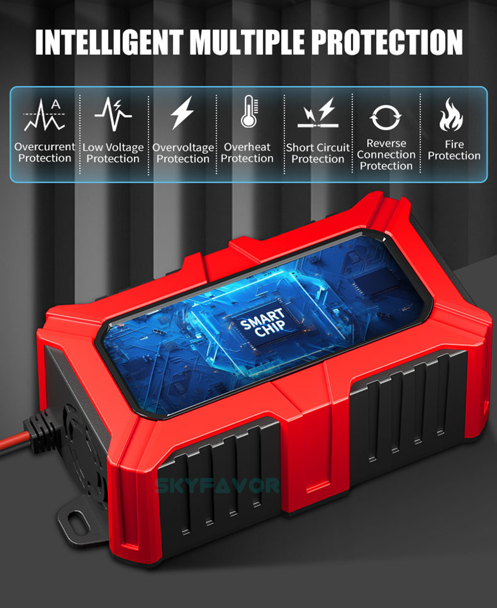 12V 6A Multi-Function Battery Charger & Analyzer CCA/Internal Resistance Tester Compatible with LiFePO4 Lead Acid Car Motorcycle