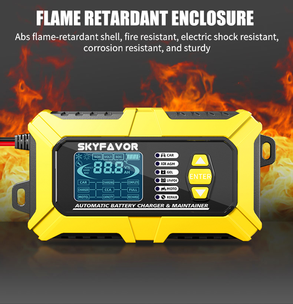 12V 6A Multi-Function Battery Charger & Analyzer CCA/Internal Resistance Tester Compatible with LiFePO4 Lead Acid Car Motorcycle