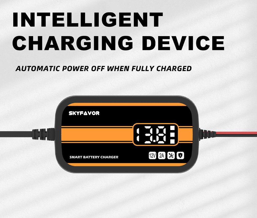 Hot Selling Smart Car Battery Charger 12V 2A Digital Display Automatic Battery Charger for Lead Acid Car and Motorcycle Toys
