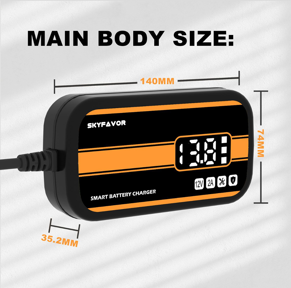Hot Selling Smart Car Battery Charger 12V 2A Digital Display Automatic Battery Charger for Lead Acid Car and Motorcycle Toys