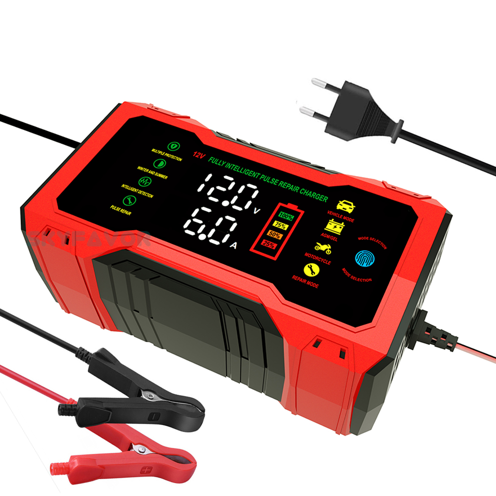 Latest 12V 6A Car Battery Charger - Voltage & Current Dual Display for Gel AGM Lead Acid Compatible with Car Motorcycle Charger