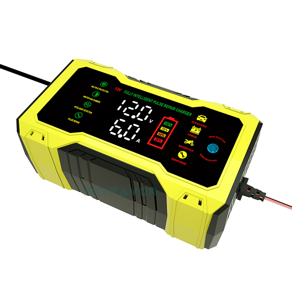Latest 12V 6A Car Battery Charger - Voltage & Current Dual Display for Gel AGM Lead Acid Compatible with Car Motorcycle Charger