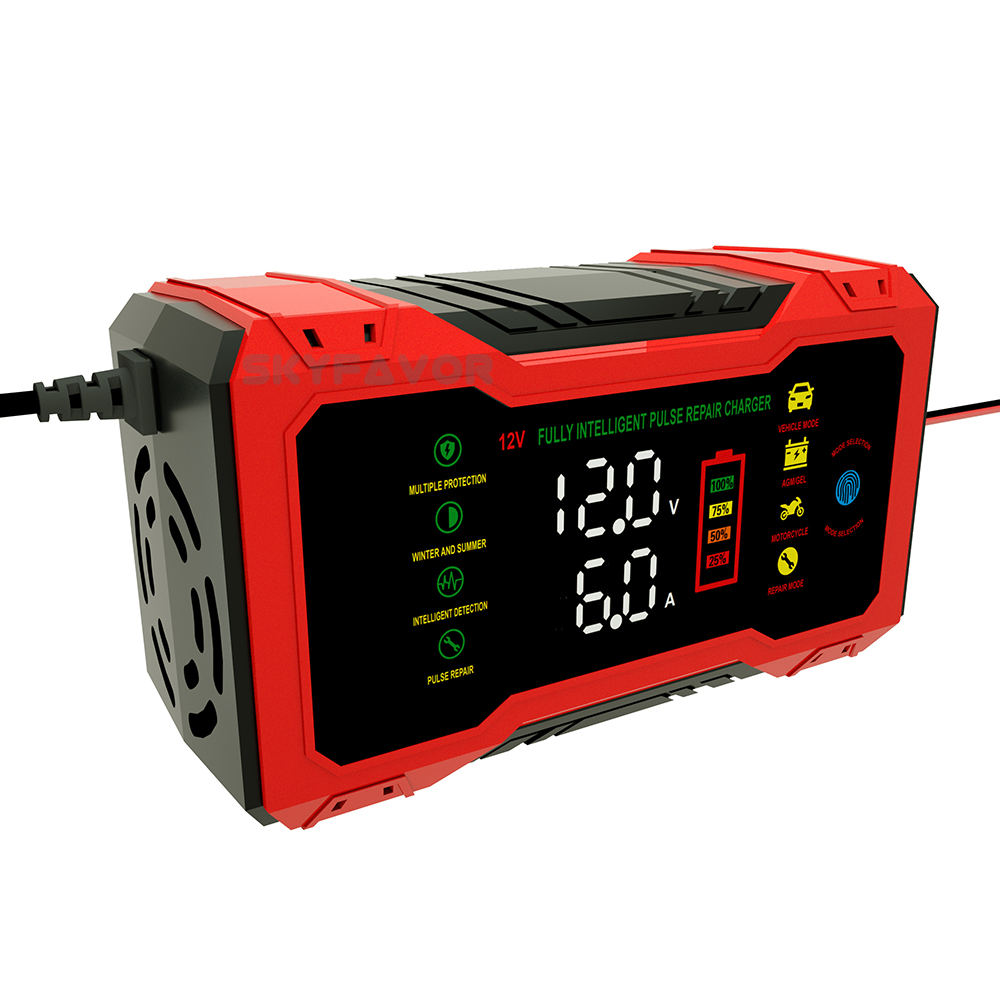 Latest 12V 6A Car Battery Charger - Voltage & Current Dual Display for Gel AGM Lead Acid Compatible with Car Motorcycle Charger
