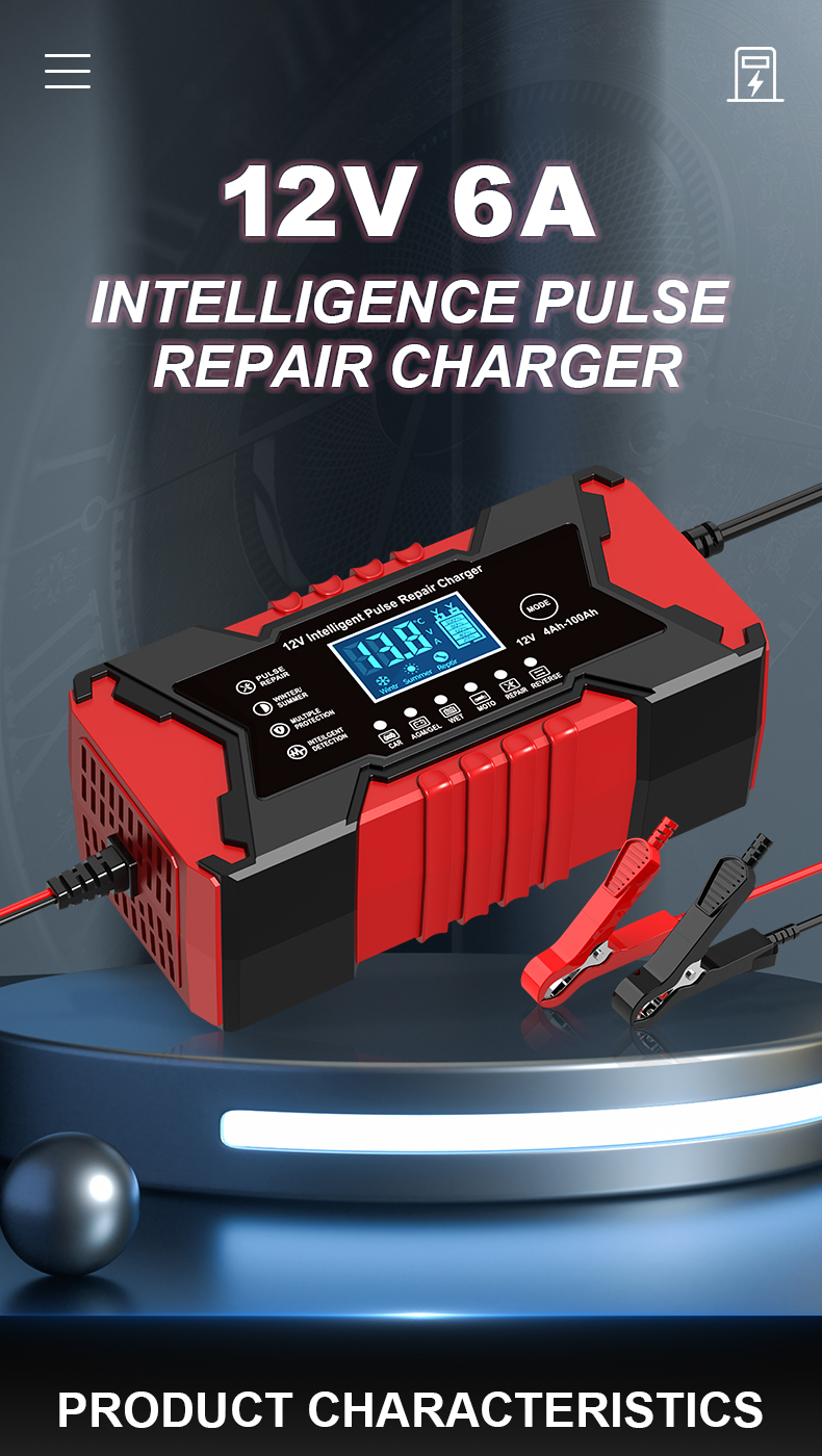 New Arrival Automatic Car Battery Charger 12V 6A Smart Charger for Lead Acid Gel AGM EFB - Deep Cycle Charger for Car Motorcycle