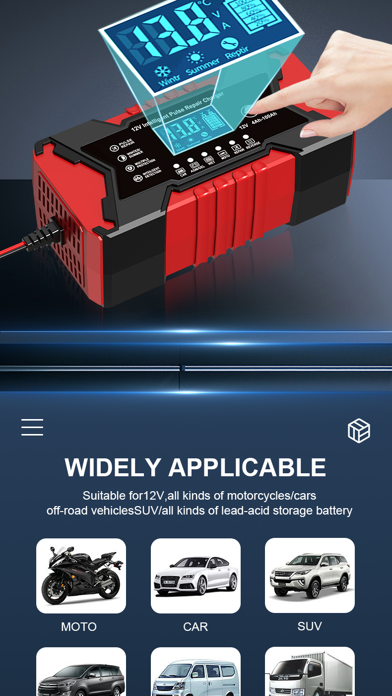 New Arrival Automatic Car Battery Charger 12V 6A Smart Charger for Lead Acid Gel AGM EFB - Deep Cycle Charger for Car Motorcycle