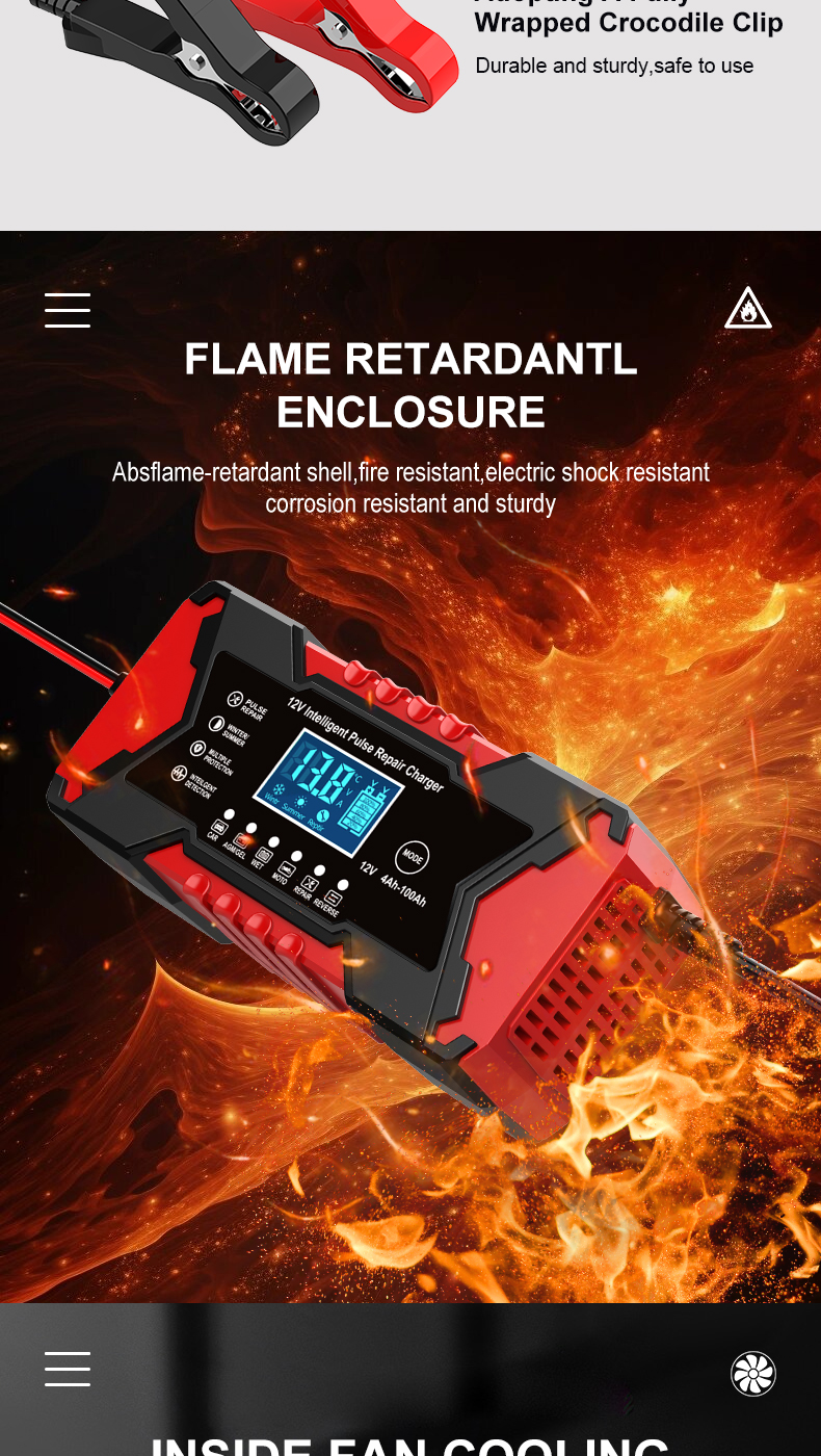 New Arrival Automatic Car Battery Charger 12V 6A Smart Charger for Lead Acid Gel AGM EFB - Deep Cycle Charger for Car Motorcycle