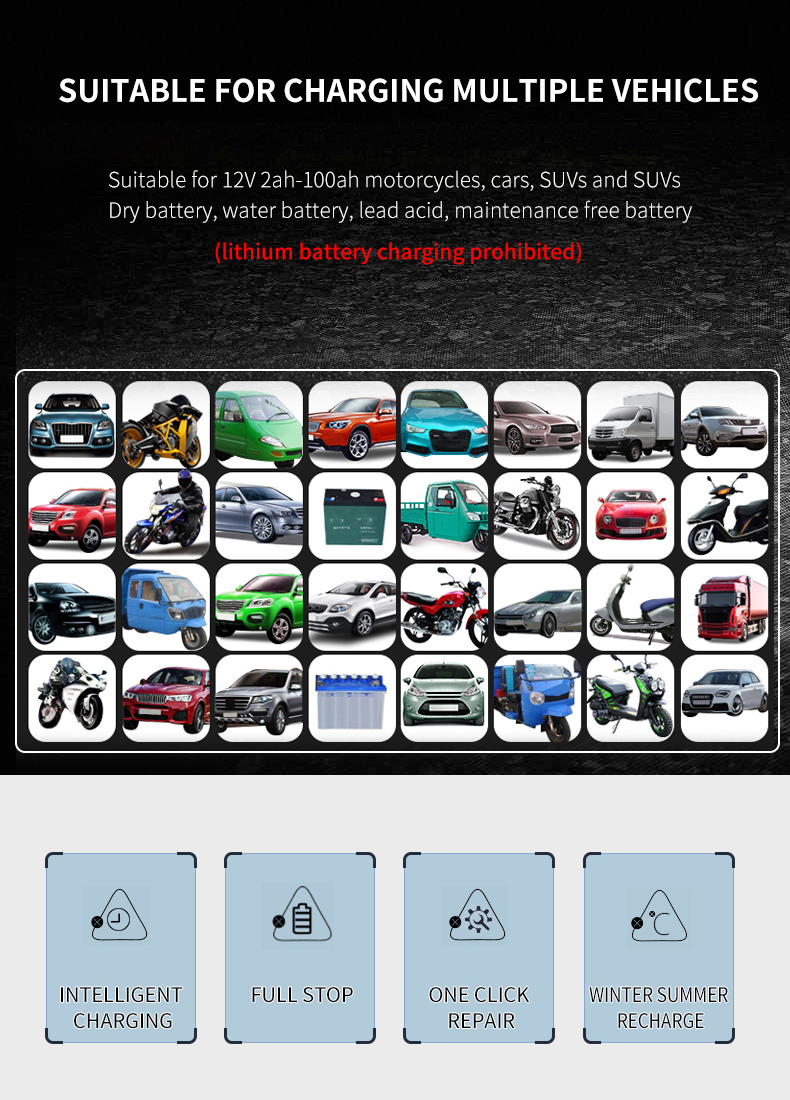 New Arrival Automatic Car Battery Charger 12V 6A Smart Charger for Lead Acid Gel AGM EFB - Deep Cycle Charger for Car Motorcycle